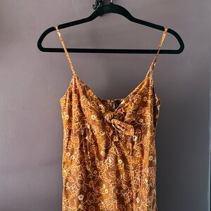 J. Crew Burnt Orange Floral Pattern Jumpsuit With Pockets